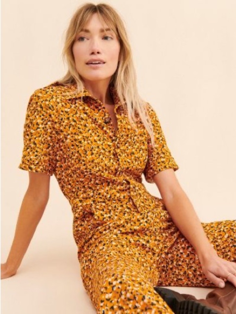 Saint Geraldine Anthropologie Marrs Jumpsuit Ditsy Floral Corduroy